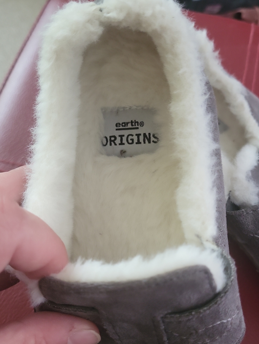 Earth Origins Gray Suede Faux-Fur Lined Slip-On - Picture 2 of 6